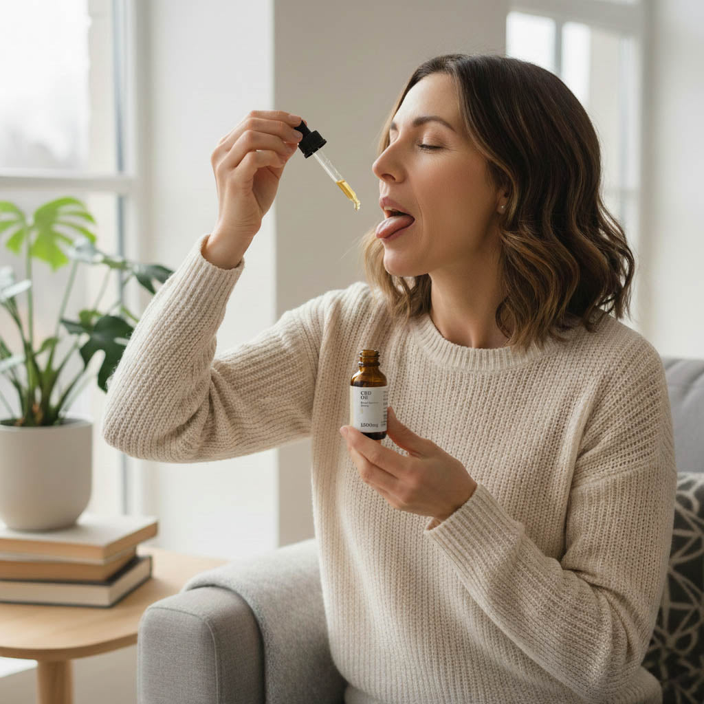 Woman taking Unspun CBD Oil