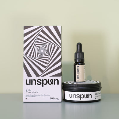 Unspun CBD Discovery Set with oil, gummies and chocolate