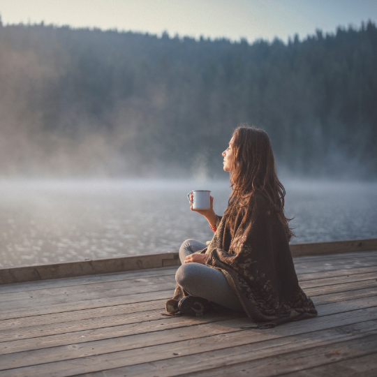 Sitting relaxed girl after taking a dose of CBD