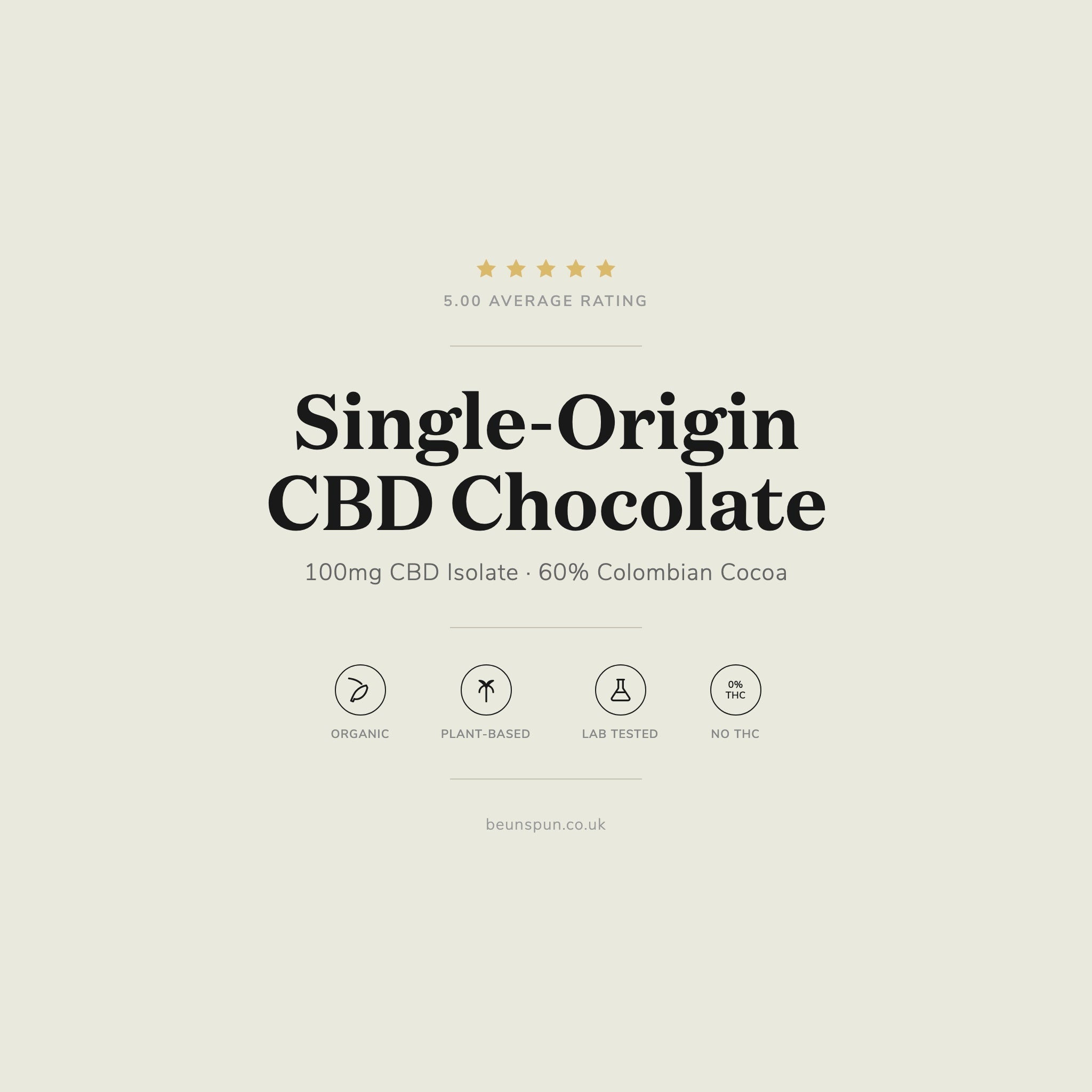 Single-Origin CBD Chocolate — 100mg CBD Isolate, 60% Colombian Cocoa, Organic, Plant-Based, Lab Tested, No THC