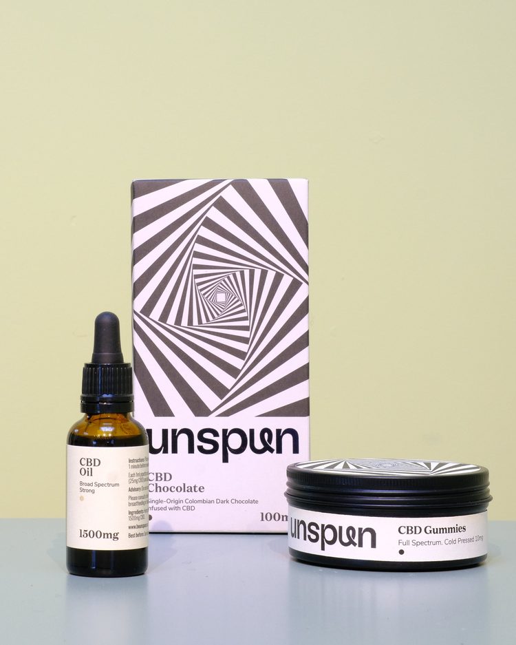 Unspun CBD range — oils, gummies and chocolate