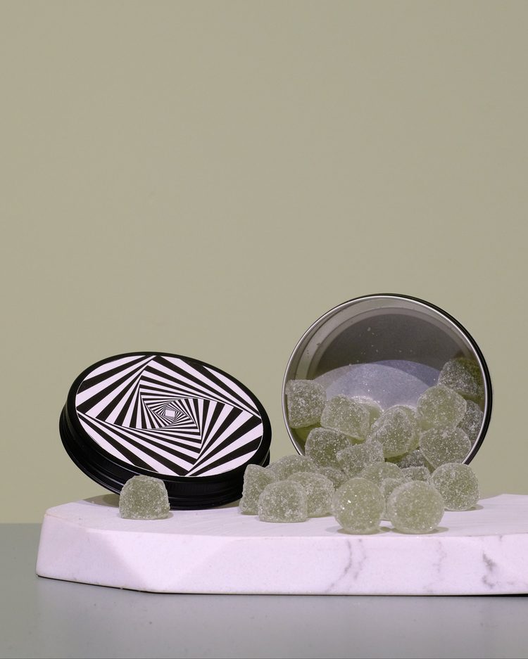 Unspun lime CBD gummies close-up