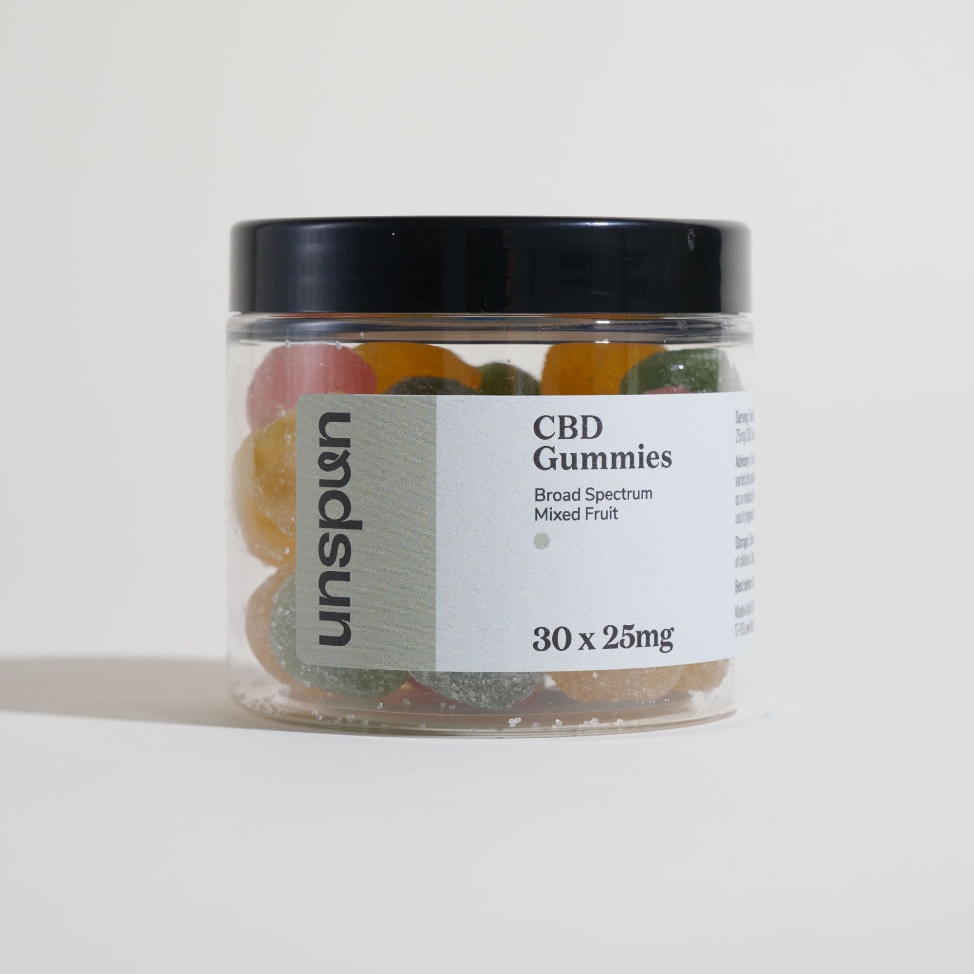 Unspun Broad Spectrum CBD Gummies centred in packaging 